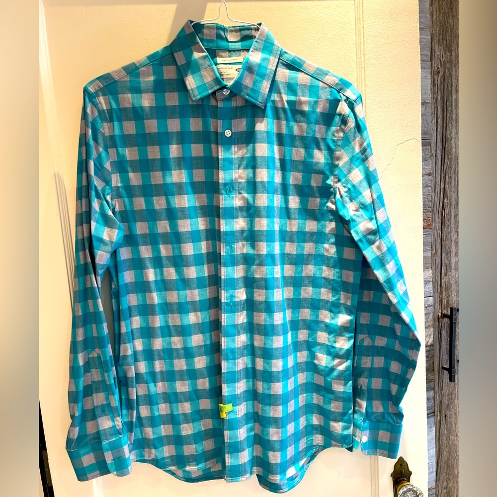 Very nice blue/green dress shirt.